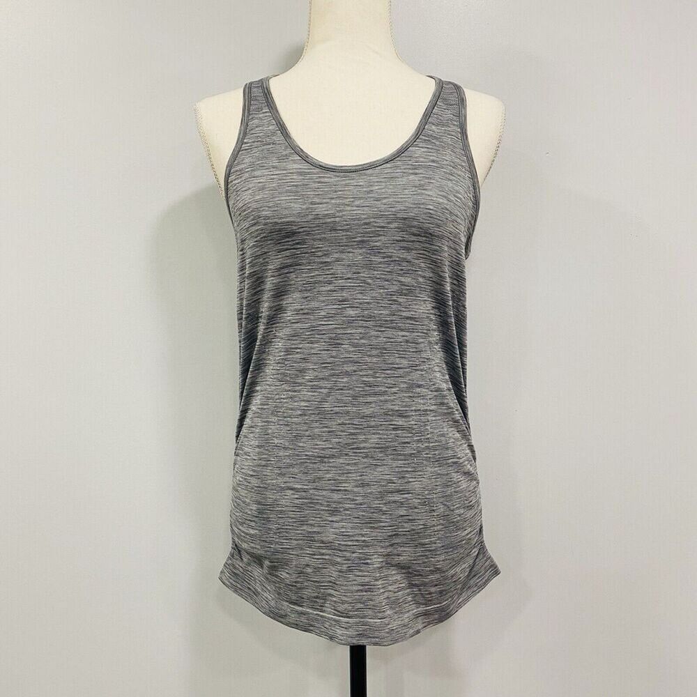 ATHLETA S Heathered Grey Speedlight Seamless Racerback Tank Top Ruched Stretch